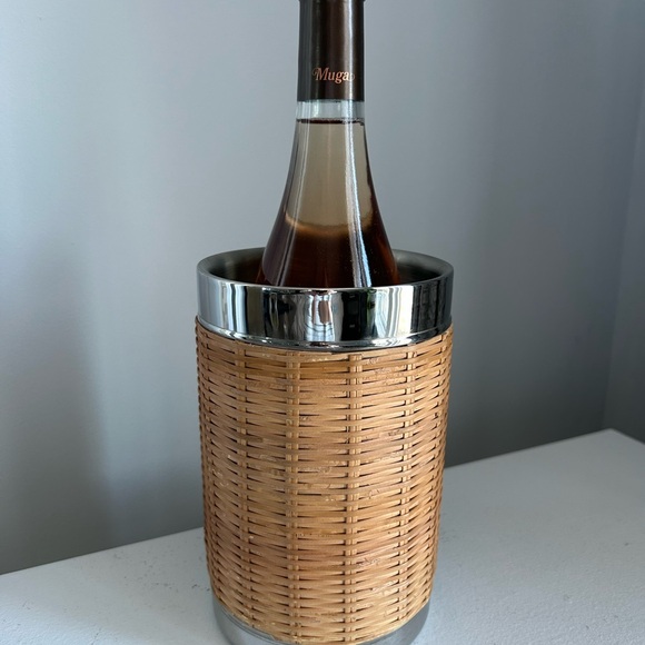 Crate&Barrel SS/Rattan Wine Chiller - Picture 2 of 5